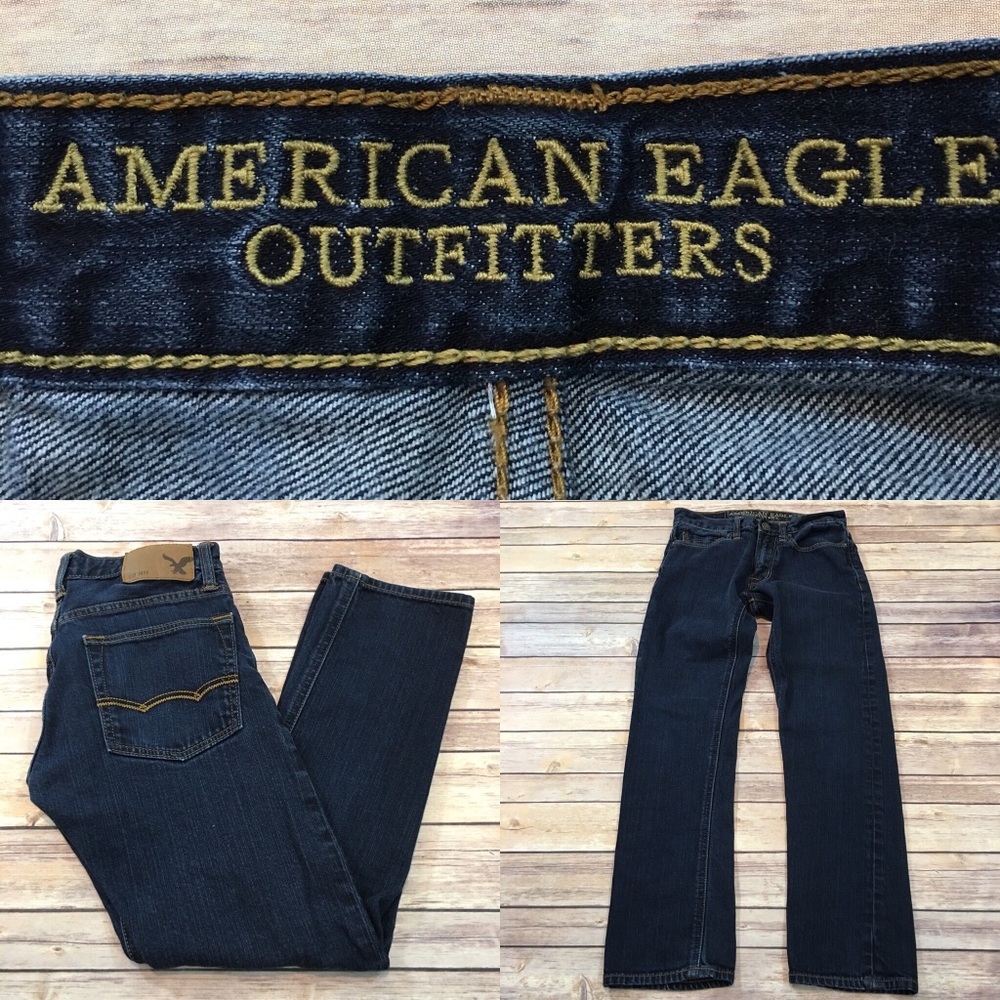 SOLD 26x28 AE Men’s Dark Wash Slim Leg Denim Jeans - Picture 1 of 8